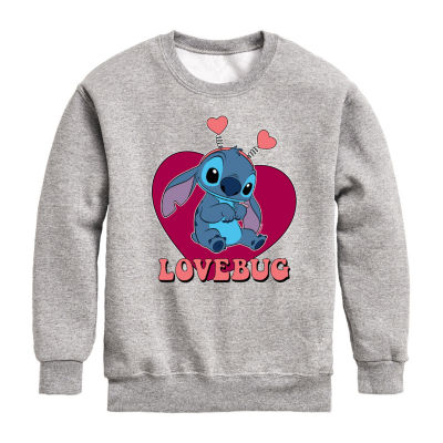 Disney Collection Little & Big Girls Crew Neck Long Sleeve Stitch Sweatshirt