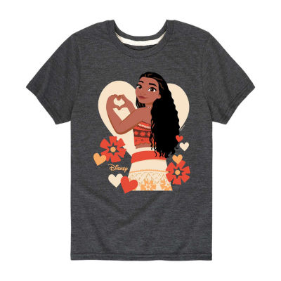 Disney Collection Little & Big Girls Crew Neck Short Sleeve Moana Graphic T-Shirt