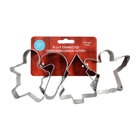 R&M International Llc Christmas 4-In-1 Cookie Cutters, One Size, Silver