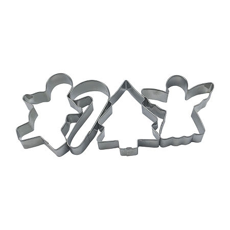 R&M International Llc Christmas 4-In-1 Cookie Cutters, One Size, Silver