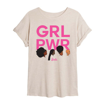 Black History Month Girl Pwr Tee Womens Juniors Scoop Neck Short Sleeve Regular Fit Barbie Graphic T-Shirt
