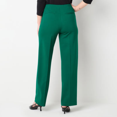 Liz Claiborne Womens Tall Wide Leg Mid Rise Pull-On Pant