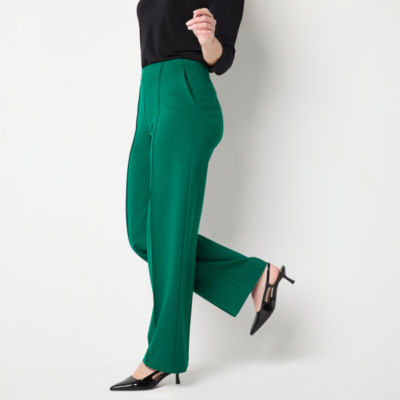 Liz Claiborne Womens Tall Wide Leg Mid Rise Pull-On Pant