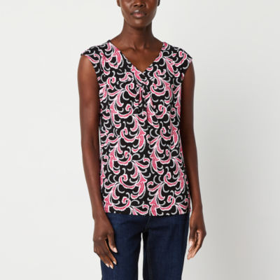 Liz Claiborne Womens V Neck Short Sleeve Tall Blouse
