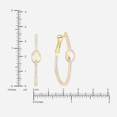 Sparkle Allure Womens Multi Color Crystal 14K Gold Over Brass 38.3mm Hoop Earrings