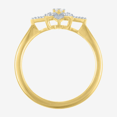 Diamond Addiction (G-H / Si2-I1) Womens 1/10 CT. T.W. Lab Grown White Diamond 14K Gold Over Silver Star Cocktail Ring