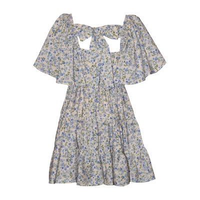Bonnie Jean Big Kid Girls Short Sleeve Flutter A-Line Dress
