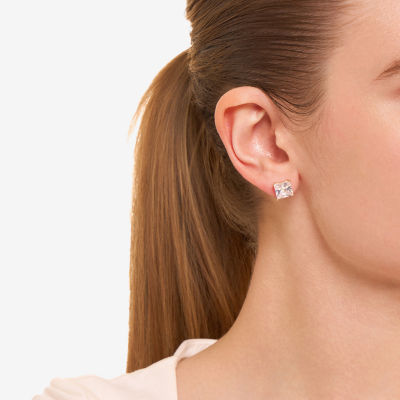 Sparkle Allure Cubic Zirconia 14K Gold Over Brass 8mm Square Stud Earrings