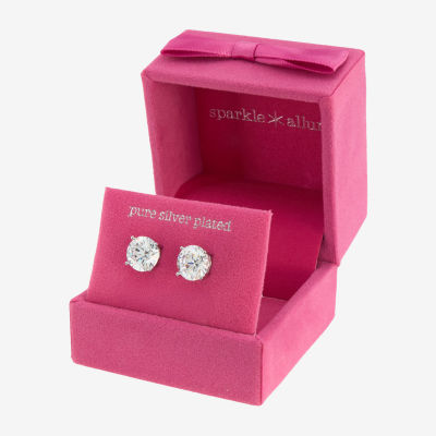 Sparkle Allure Cubic Zirconia 9mm Round Stud Earrings