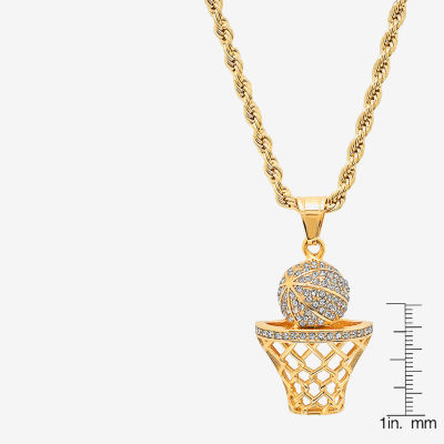 Steeltime Mens 18K Gold Over Stainless Steel 24 Inch Pendant Necklace