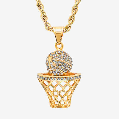 Steeltime Mens 18K Gold Over Stainless Steel 24 Inch Pendant Necklace