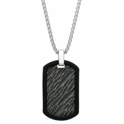 Mens Stainless Steel Dog Tag Pendant Necklace