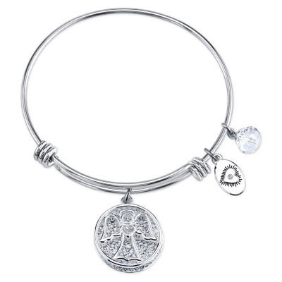Footnotes Faith Silver Tone Stainless Steel Angel Bangle Bracelet ...