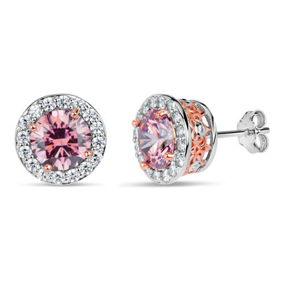 5 3/4 CT. T.W. Pink Zirconia Sterling Silver 10.6mm Stud Earrings