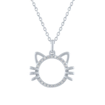 "Loyal" Womens Diamond Accent Natural White Diamond Sterling Silver 18 Inch Pendant Necklace