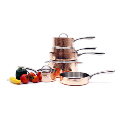 BergHOFF Vintage Hammered 10-Pc. Cookware Set 10-pc. Stainless Steel Non-Stick Cookware Set