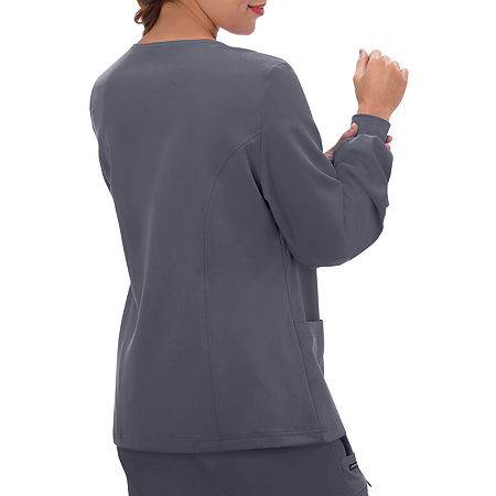 Jockey 2356 Snap Front Womens Scrub Jacket, X-small, Gray