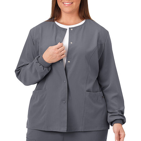 Jockey 2356 Snap Front Womens Plus Scrub Jacket, 3x-large, Gray