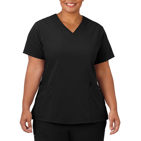 Jockey 2206 Womens Plus V Neck Short Sleeve Scrub Top, 4x-large, Black