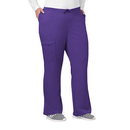 Jockey 2249 Tie-Waist 4-Pocket Womens Petite Scrub Pants, Petite Medium, Purple