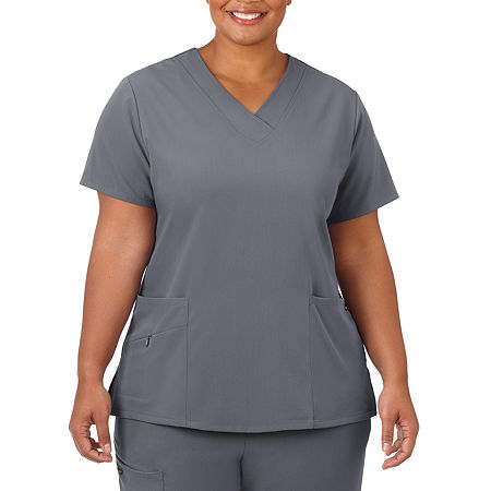 Jockey 2206 Womens Plus V Neck Short Sleeve Scrub Top, Xx-large, Gray