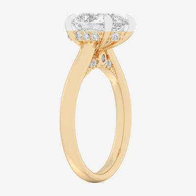 G-H / Si1-Si2) Womens 1 1/ CT. T.W. Lab Grown White Diamond 14K Gold Pear Solitaire Engagement Ring