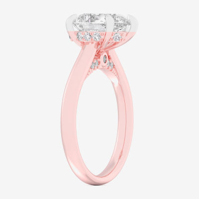 G-H / Si1-Si2) Womens 1 1/ CT. T.W. Lab Grown White Diamond 14K Rose Gold Pear Solitaire Engagement Ring