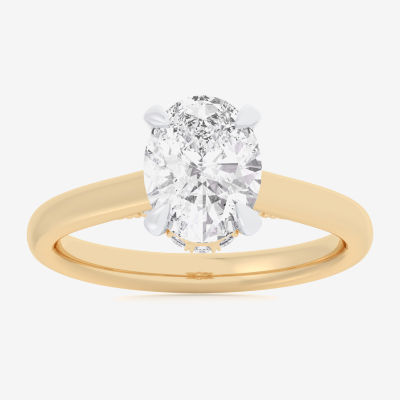 G-H / Si1-Si2) Womens 1 1/ CT. T.W. Lab Grown White Diamond 14K Gold Oval Solitaire Engagement Ring