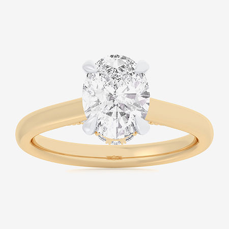 (G-H / Si1-Si2) Womens 3 1/4 CT. T.W. Lab Grown White Diamond 14K Gold Oval Solitaire Engagement Ring, 6