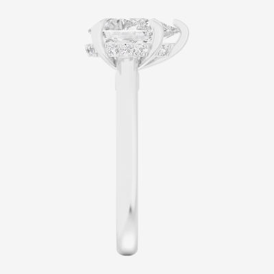 (G-H / Si1-Si2) Womens 3 1/4 CT. T.W. Lab Grown White Diamond 14K White Gold Pear Solitaire Engagement Ring