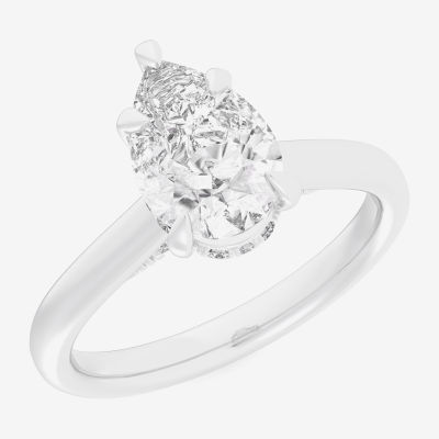 (G-H / Si1-Si2) Womens 3 1/4 CT. T.W. Lab Grown White Diamond 14K White Gold Pear Solitaire Engagement Ring