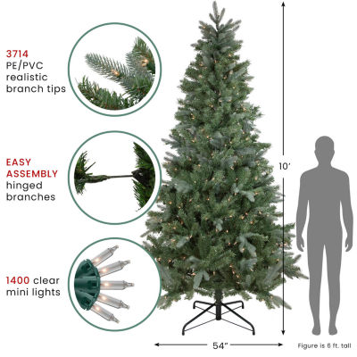 Northlight Slim Granville Fraser Artificial  Clear Lights 10 Foot Pre-Lit Fir Christmas Tree