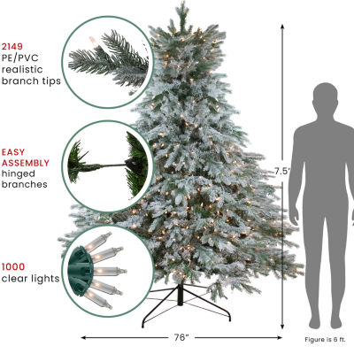 Northlight Full Jasper Balsam Artificial Clear Lights 7 1/2 Foot Flocked Fir Christmas Tree