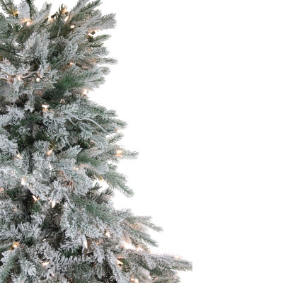 Northlight Full Jasper Balsam Artificial Clear Lights 7 1/2 Foot Flocked Fir Christmas Tree