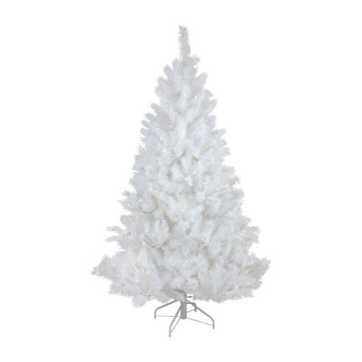 Northlight White Alaskan Artificial Warm White Led Lights / Foot Pre-Lit Pine Christmas Tree
