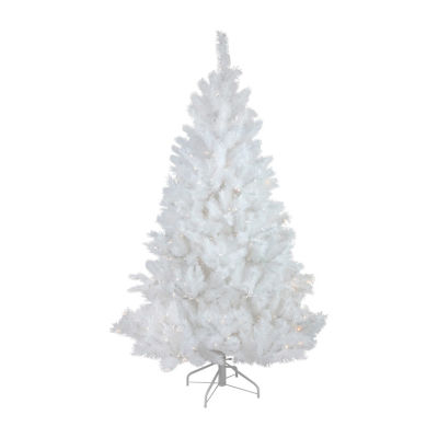 Northlight White Alaskan Artificial  Warm White Led Lights 6 1/2 Foot Pre-Lit Pine Christmas Tree