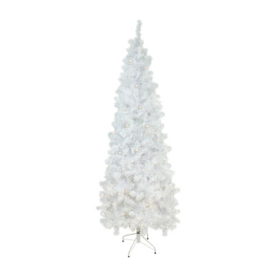 Northlight White Pencil Artificial Warm White Led Lights 7 1/2 Foot Pre-Lit Pine Christmas Tree