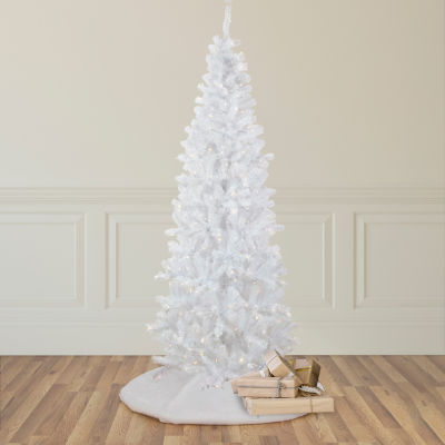 Northlight White Georgian Pencil Artificial  Warm White Led Lights 7 1/2 Foot Pre-Lit Pine Christmas Tree