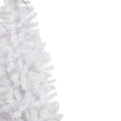 Northlight White Georgian Pencil Artificial  Warm White Led Lights 7 1/2 Foot Pre-Lit Pine Christmas Tree