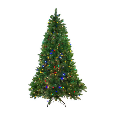 Northlight Medium Huron Artificial Multicolor Lights 6 1/2 Foot Pre-Lit Pine Christmas Tree