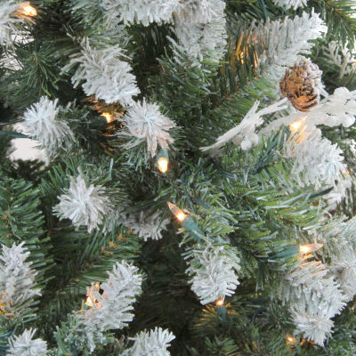 ASSTD NATIONAL BRAND Medium Frosted Sierra Artificial Clear Lights 6 1/2  Foot Pre-Lit Fir Christmas Tree