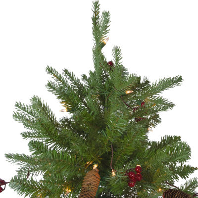 Northlight Mixed Winter Berry Artificial Clear Lights 7 1/2 Foot Pre-Lit Pine Christmas Tree