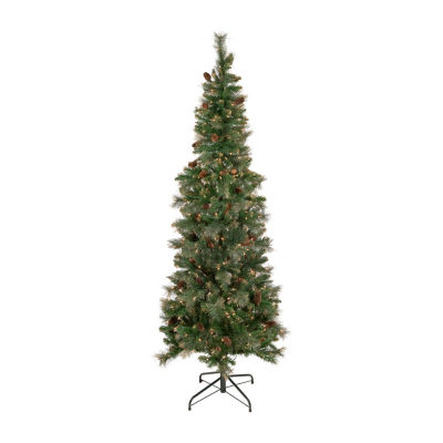 Northlight Yorkshire Pencil Artificial  Clear Lights 7 Foot Pre-Lit Pine Christmas Tree