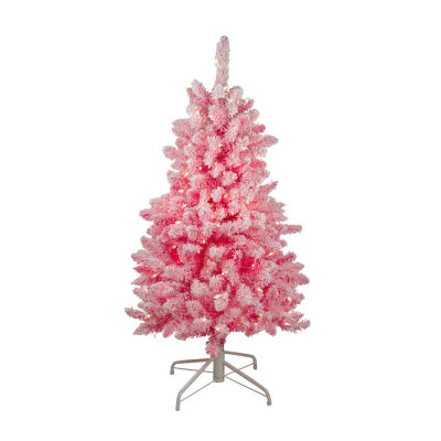 Northlight Pink Slim Artificial Clear Lights 4 Foot Pre-Lit Pine Christmas Tree