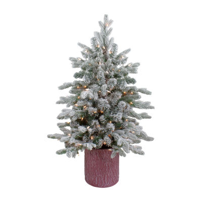 Northlight Saratoga Spruce Artificial In Pot Clear Lights 4 Foot Pre-Lit Christmas Tree