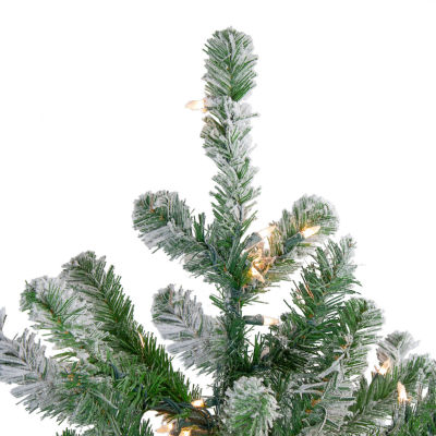 Northlight Full Natural Emerald Artificial Warm Clear Lights 4 1/2 Foot Flocked Christmas Tree