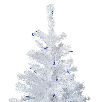 Northlight Woodbury White Pencil Artificial  Blue Lights 6 1/2 Foot Pre-Lit Pine Christmas Tree