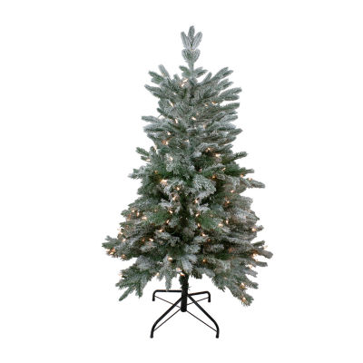 Northlight Whistler Noble Artificial Clear Lights 4 1/2 Foot Flocked Fir Christmas Tree