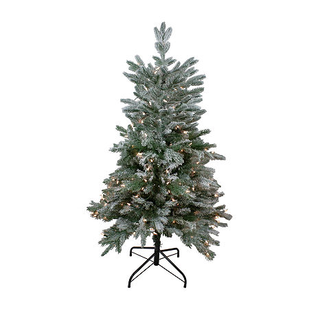 Northlight Whistler Noble Artificial Clear Lights 4 1/2 Foot Flocked Fir Christmas Tree, One Size, Green