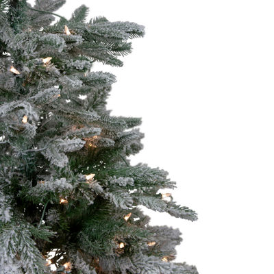 Northlight Whistler Noble Artificial Clear Lights 4 1/2 Foot Flocked Fir Christmas Tree